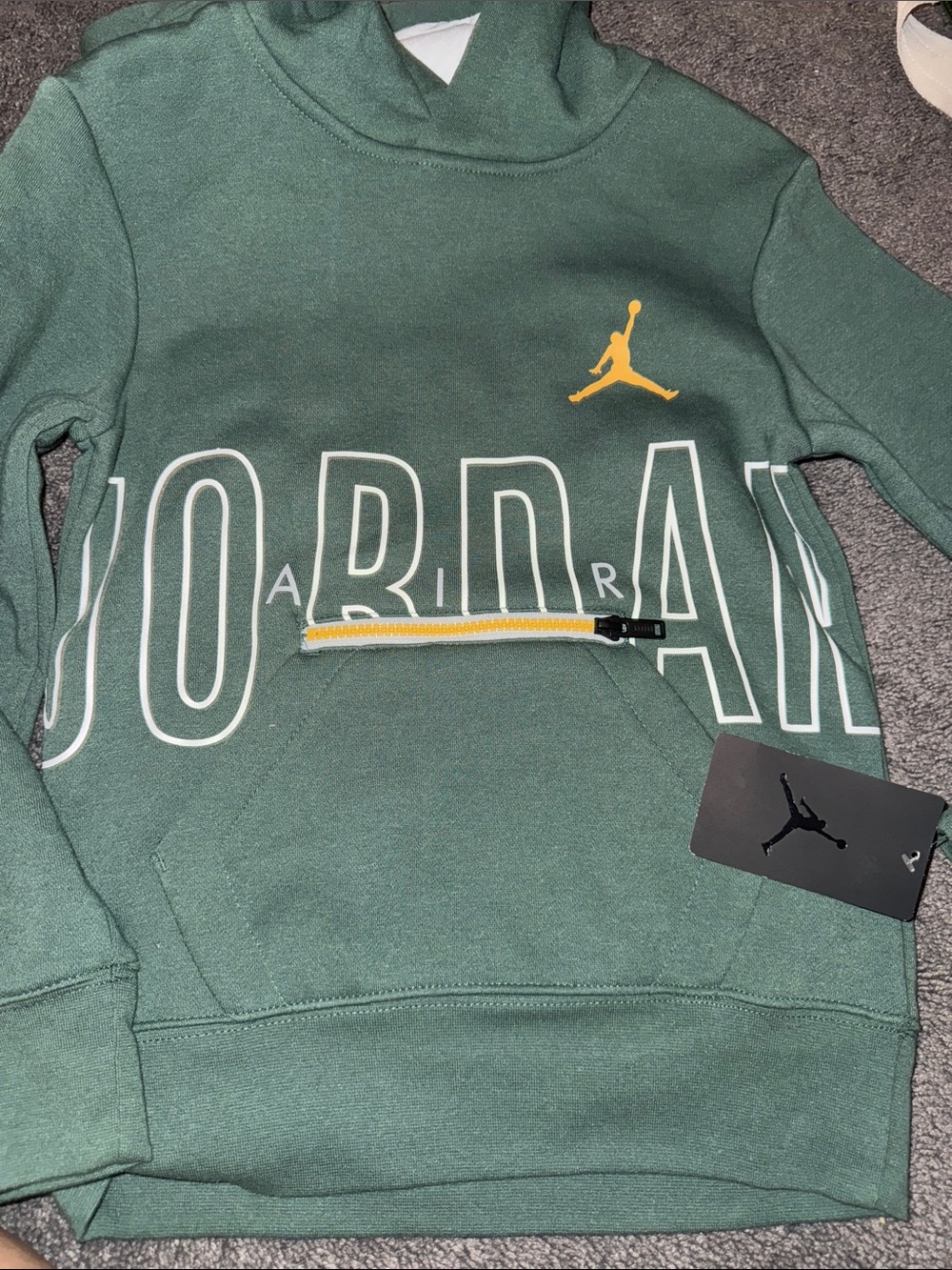 Jordan Kids Green Hoodie with Yellow Jumpman Accent